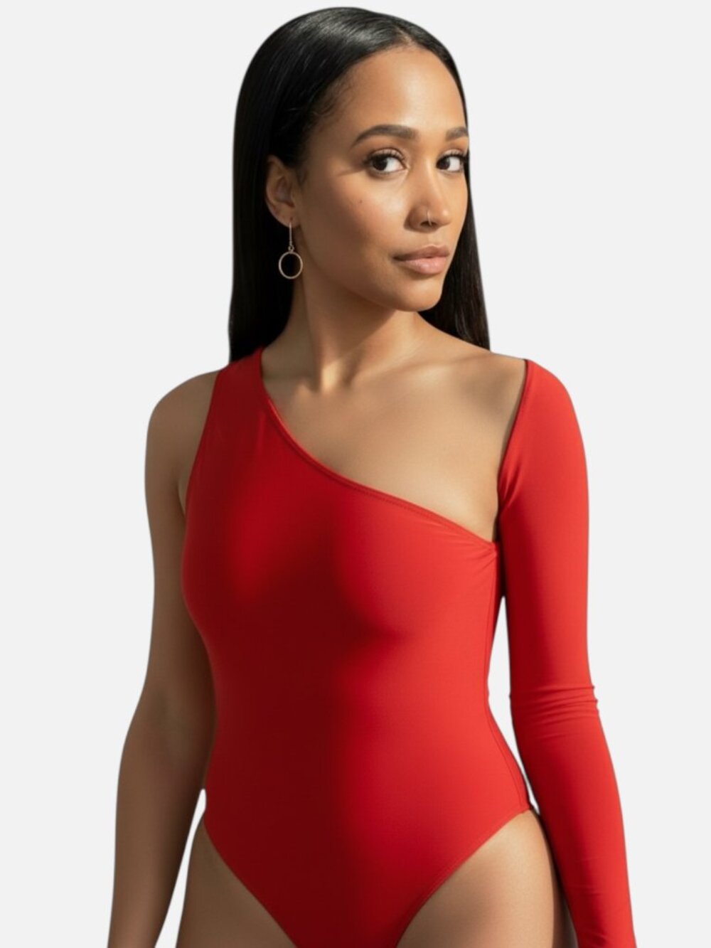 One Shoulder Women Irregular Bodysuit